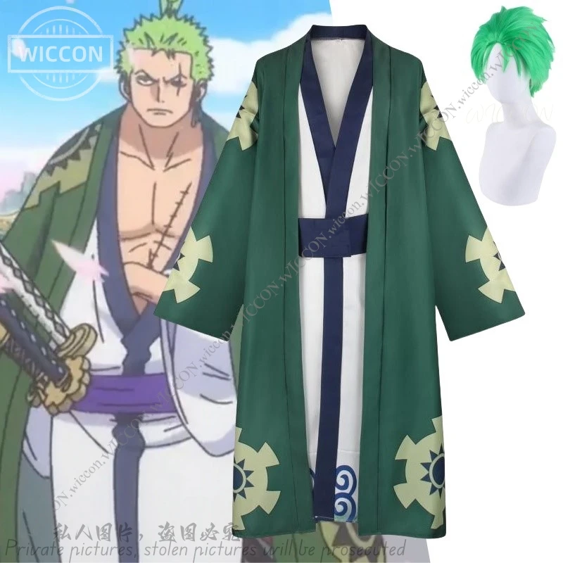 

Roronoa Zoro New Role Play Anime Cosplay Halloween Costume Party Comic-Con Juro Disguise Kimono Yukata Character Combat Set