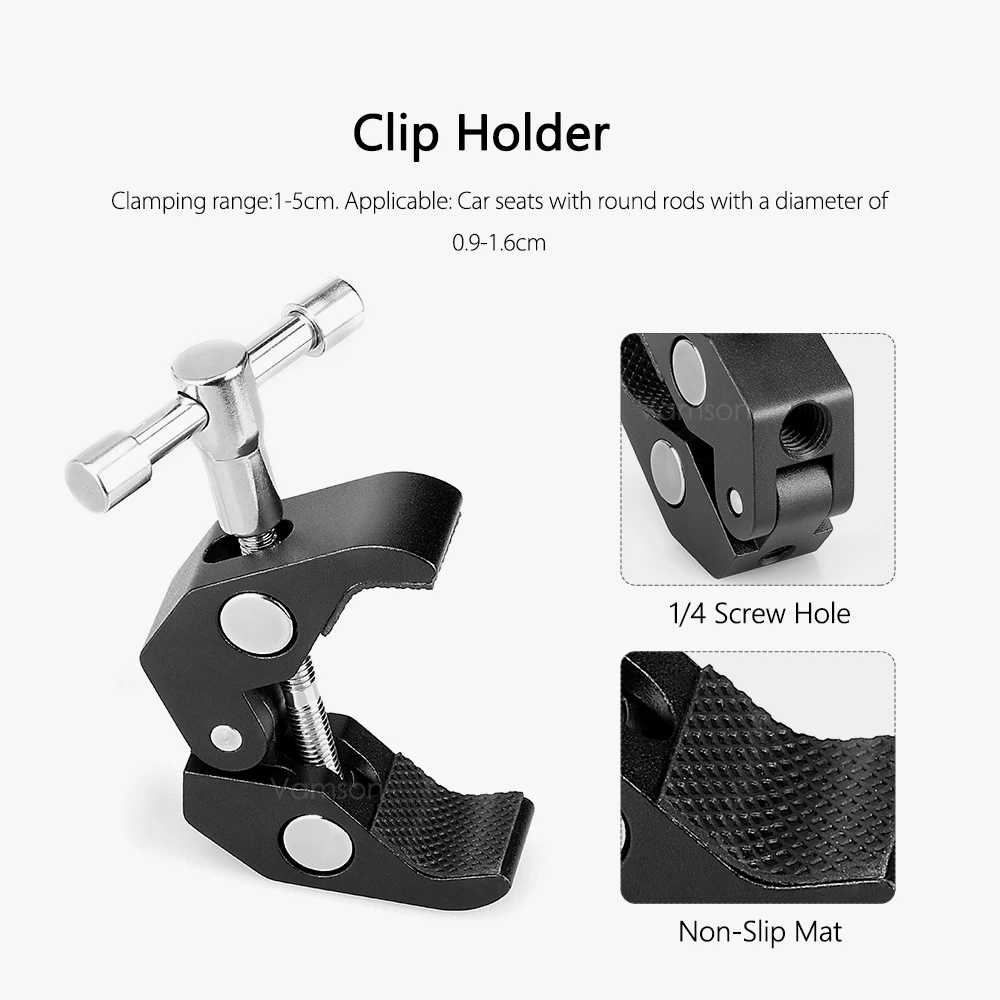 Vamson 7-11 Inch Adjustable Car Seat Stand for GoPro Hero 10 9 Action Camera Bracket Accessories for iPhone for insta360 for Dji