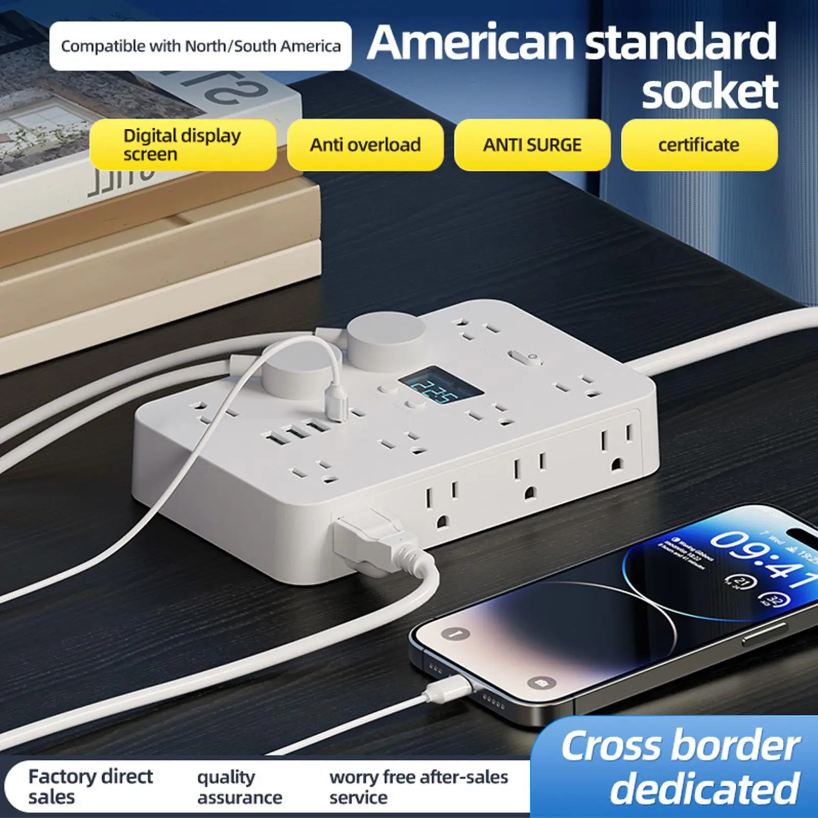 Flat Plug Energy Strip 16-in-1 Heavy Duty 11 AC Outlets Extension Cord With 3 Usb Ports For Wall Dorm Car Home Travel Office