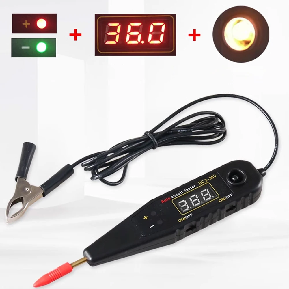 

DC36 Automotive Electrical Circuit Tester Fault Finder Digital Display Detector With Voltmeter Probe Vehicle Power Diagnostic