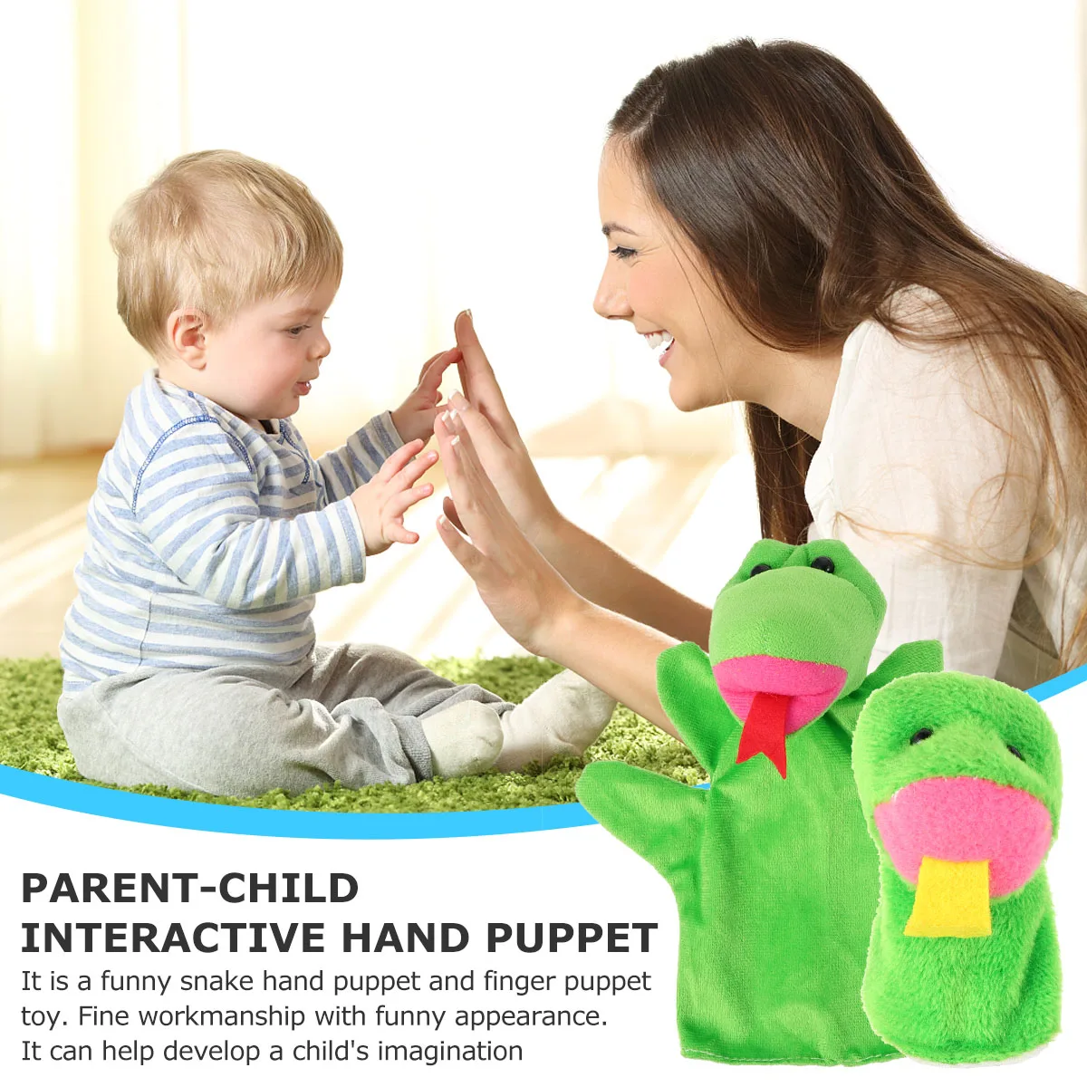 Gant de doigt en forme de serpent pour bébé, 2 pièces, flanelle, Interaction Parent-enfant confortable, jeu éducatif, marionnette à main pour enfants