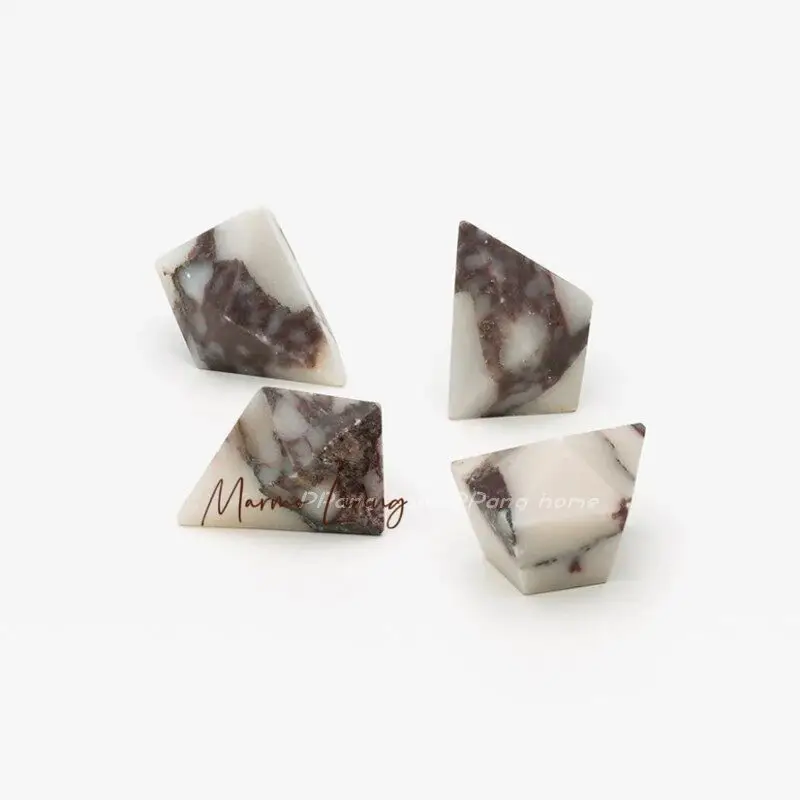 

Italian Prism Marble Knob Viola Stone Luxury Natural Marble Handle for Wardrobe Coffee Shop Glass Door Creative Pull