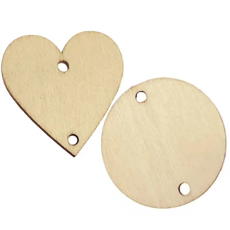 

300PCS 30MM Round Natural Wooden Ornament Handmade Wood Slices with Hole Discs Crafts for Wedding Party Christmas Home Decor