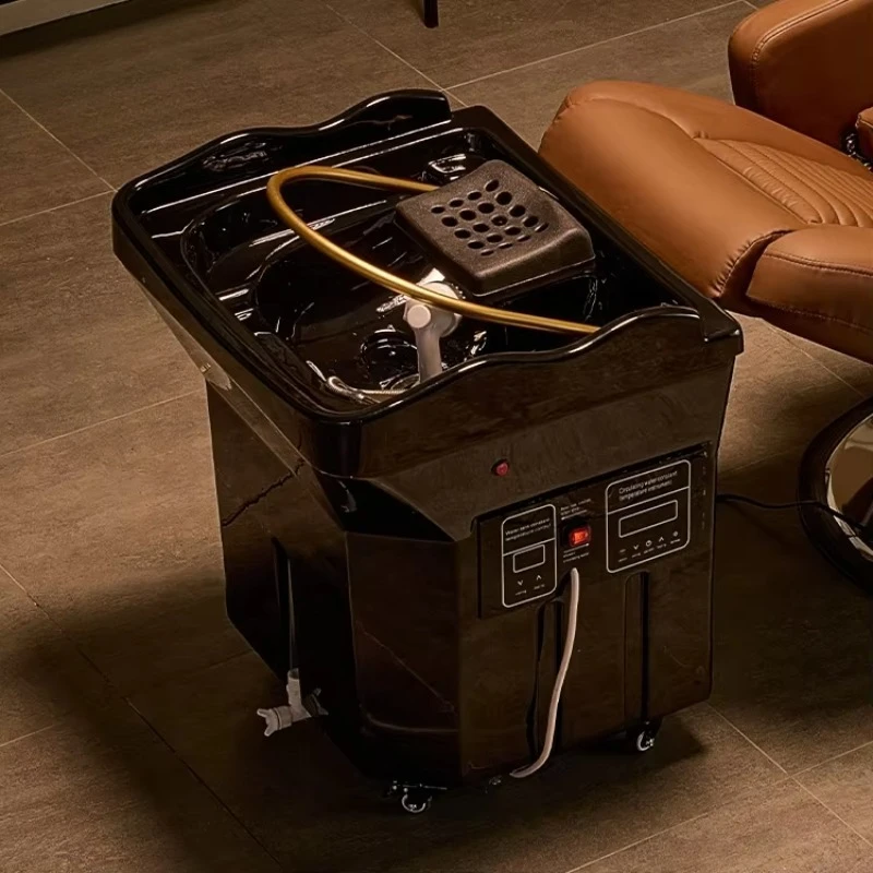 

Luxury Black Hair Washing Bed Portable Shampoo Basin Sink With 60L Water Tank for Beauty Bed Use