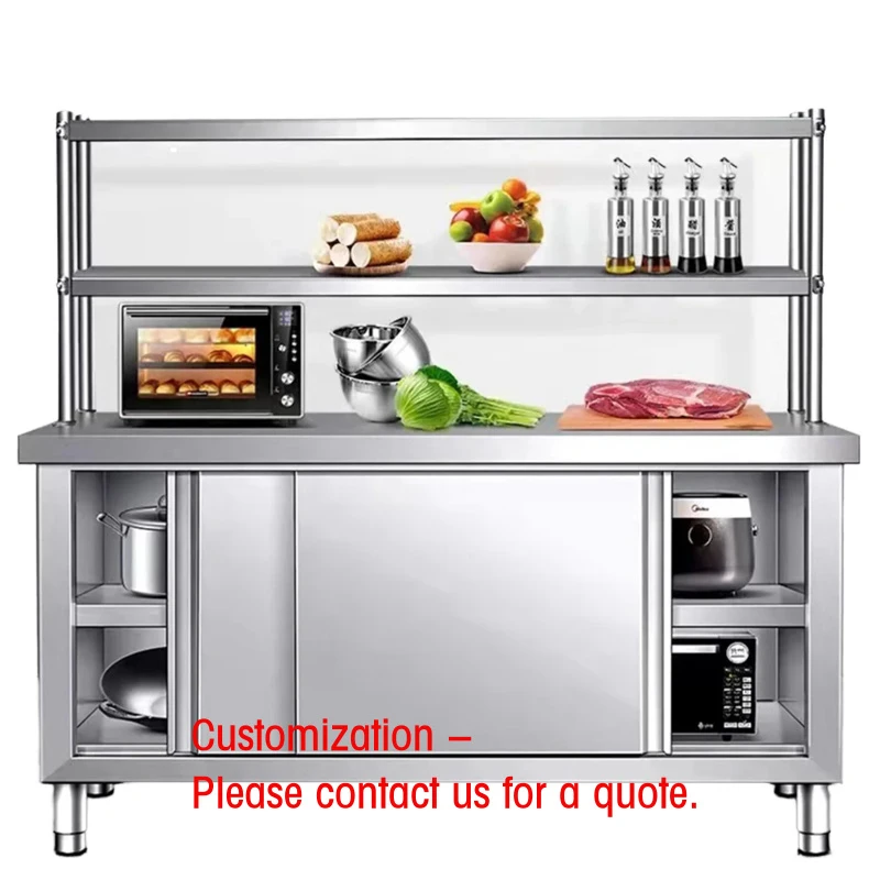 custom.Standing Modern Stainless Steel Kitchen Cabinet Commercial Square Working Table Storage Easy Installation