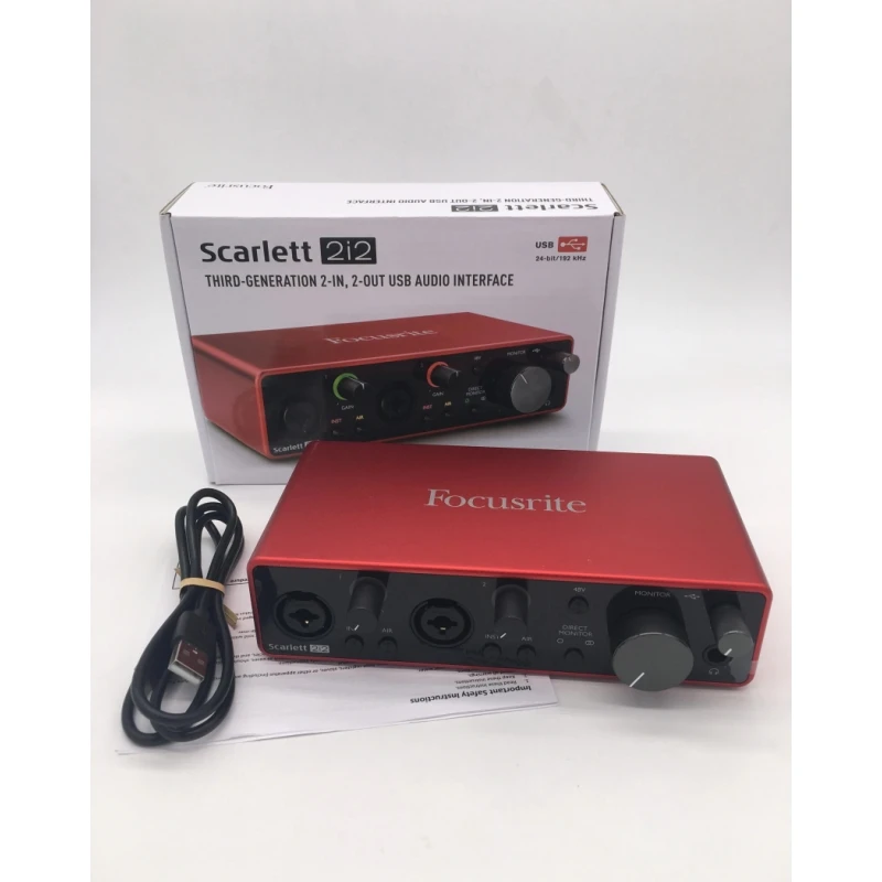 Focusrite Scarlett 2i2 (3rd Gen) Audio Interface External USB Sound Card Recording Guitar Audio Headphone Amplifier Mic Preamp