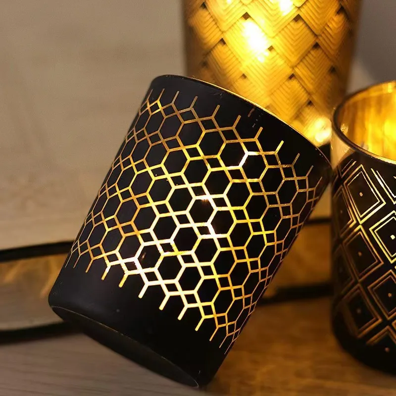 Candle Cup Empty Cup Electroplated DIY Aromatherapy Glass Home Geometric Candle Holder Atmosphere Decoration