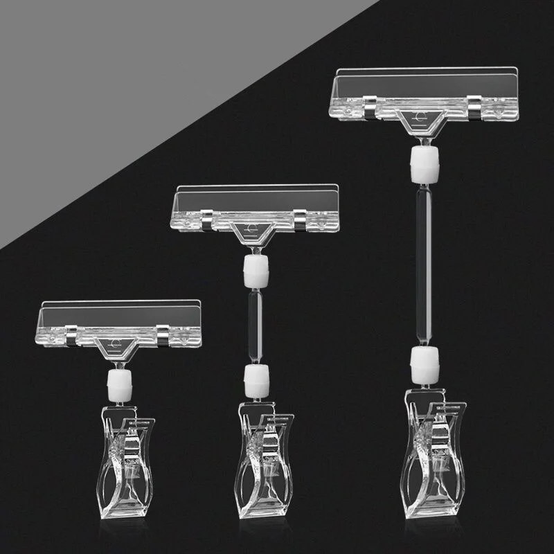 Transparent Plastic Card Display Stand Double Clips Adjustable Sign Card Display Holder Business Advertising Folder