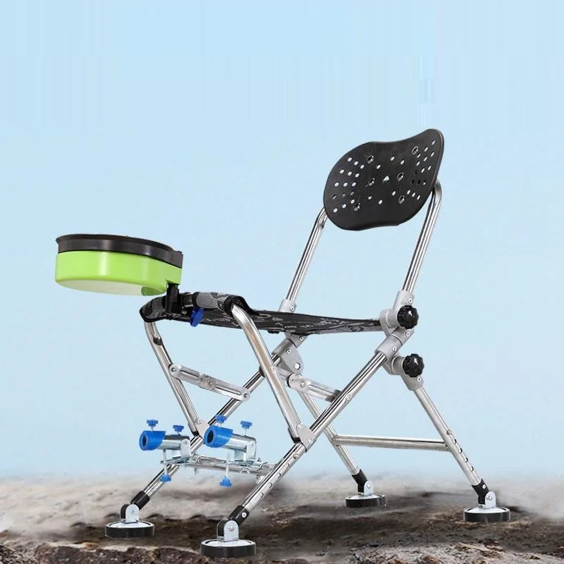 Folding Fishing Chair Portable Lightweight Outdoor Camping Stool Adjustable Height Wild Fishing Seat with Backrest and Carry Bag