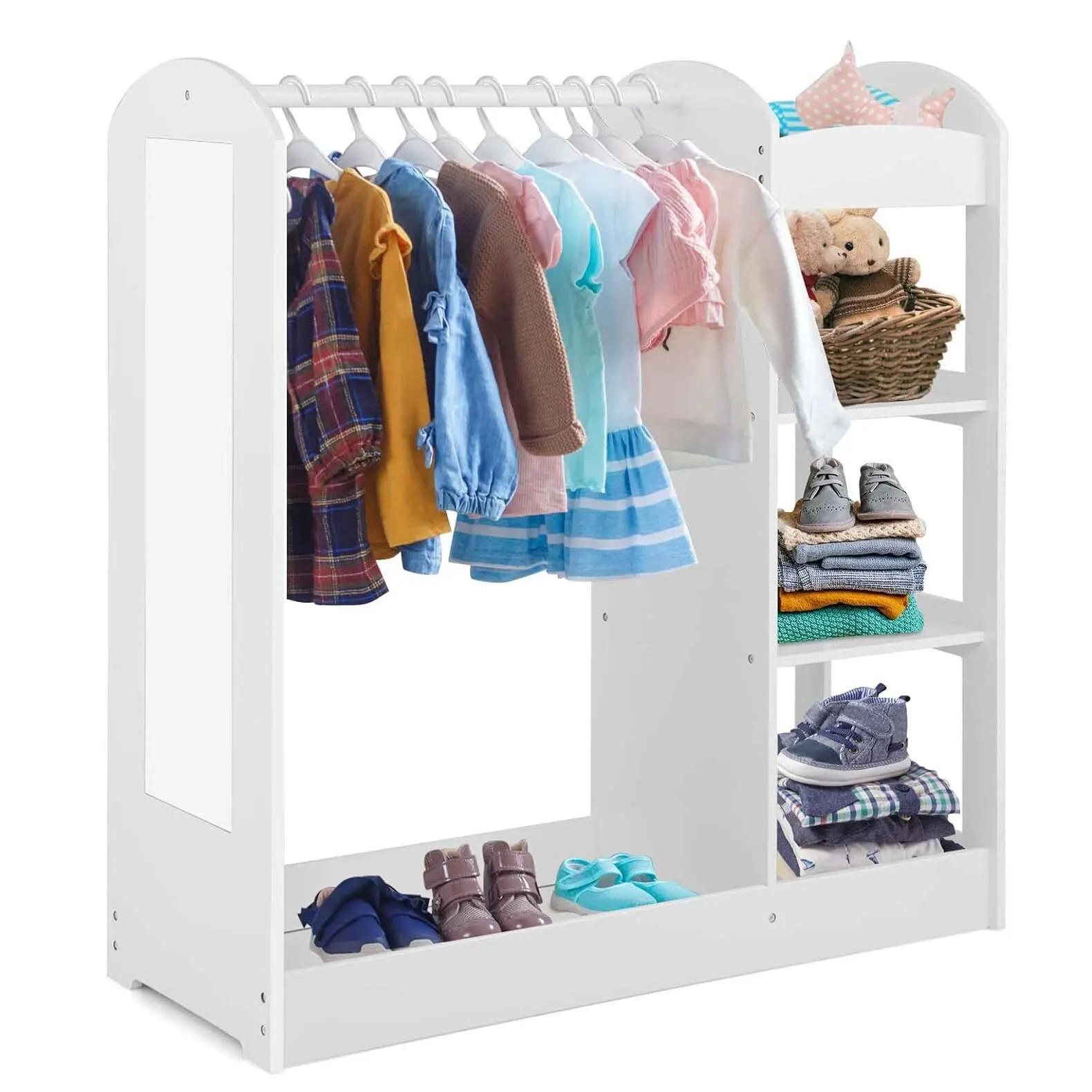 Armario Infantil Con Espejo, Perchero Príncipe Princesa Con Percha Y 4 Estantes, 93,5 X 38 X 100 Cm (Blanco) — -65%, 217.23€ Coupon, from 113.13€ – 65% descuento – €113.13