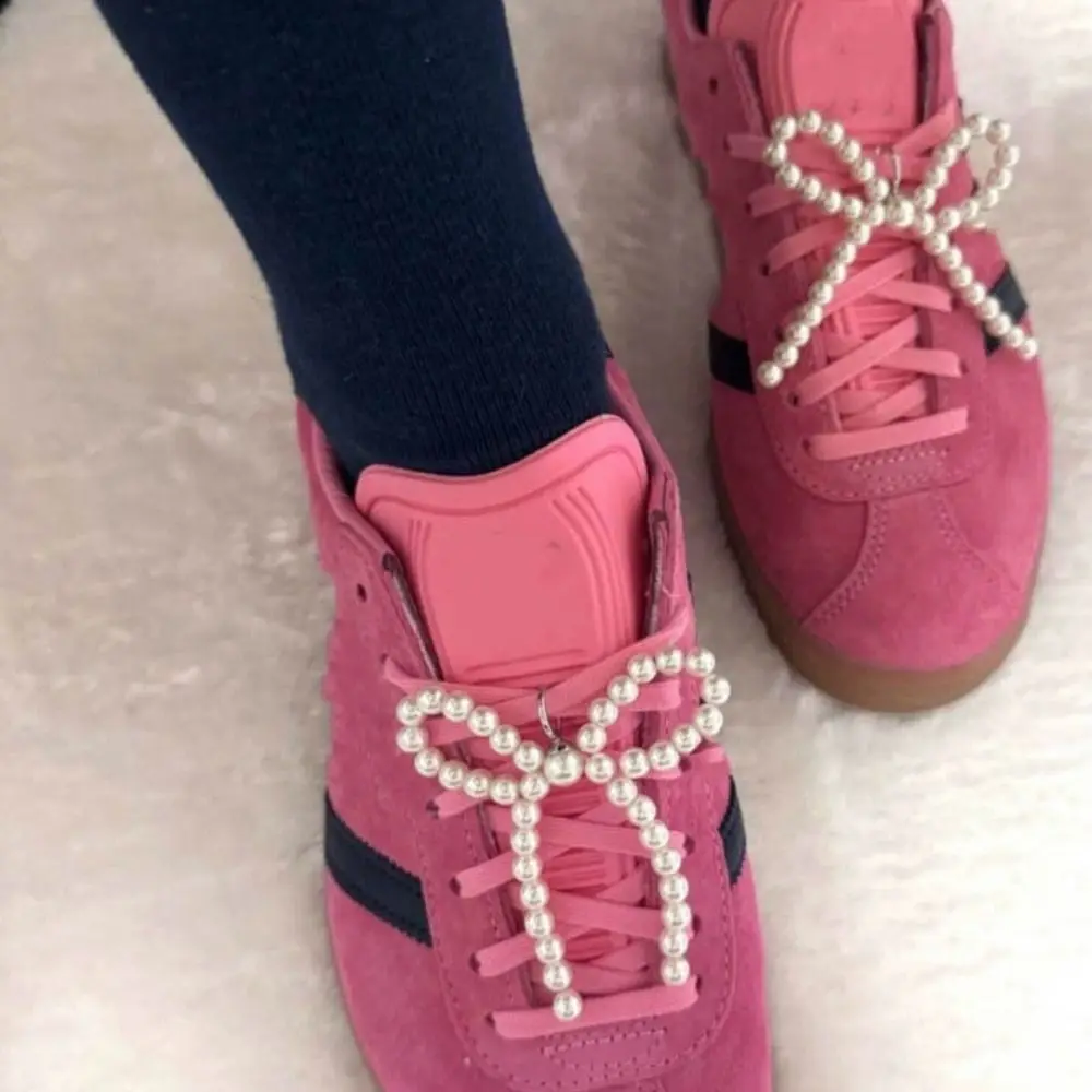 Fashion Beaded Bow Beaded Pendant Bow Pearl Key Chain Ins Handmade Shoe Buckle