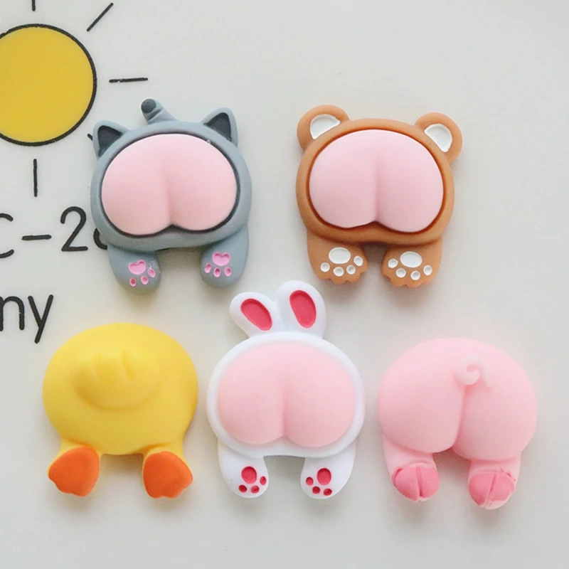 10 Pcs New Cute Cartoon Animal Funny Big Butt Flat Back Resin  Scrapbooking DIY Jewelry  Craft Decoration Accessorie