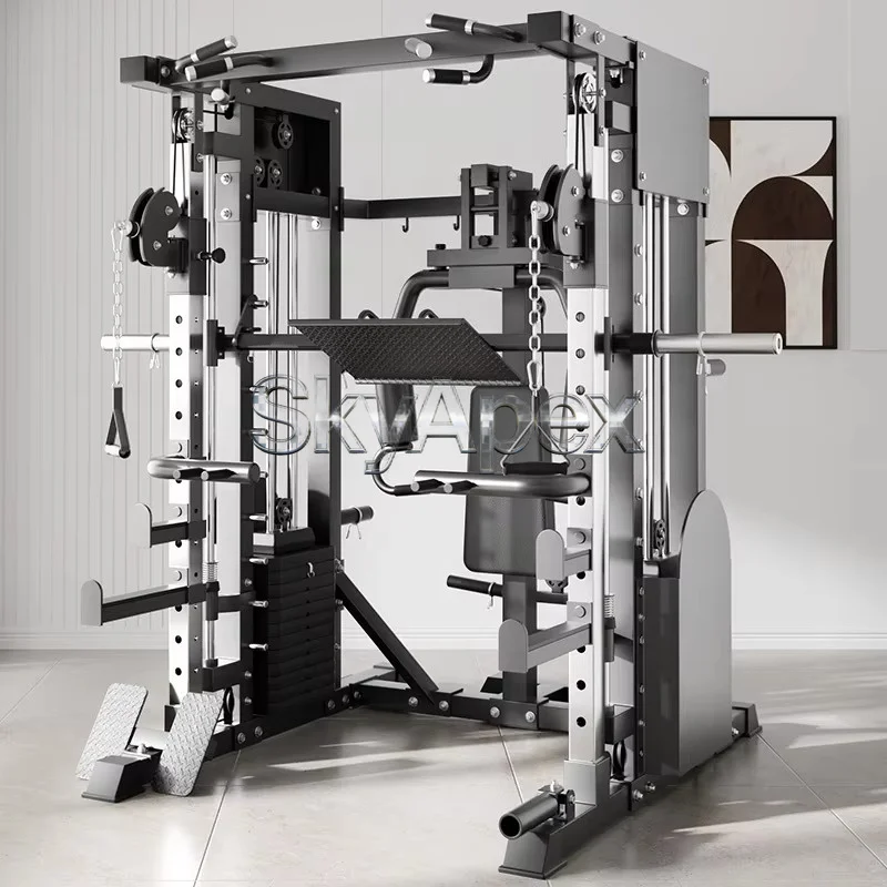 New Professional Multi Function Smith Trainer Dual Weight Stack Power Rack Full Body Strength Training Equipment Heavy Duty