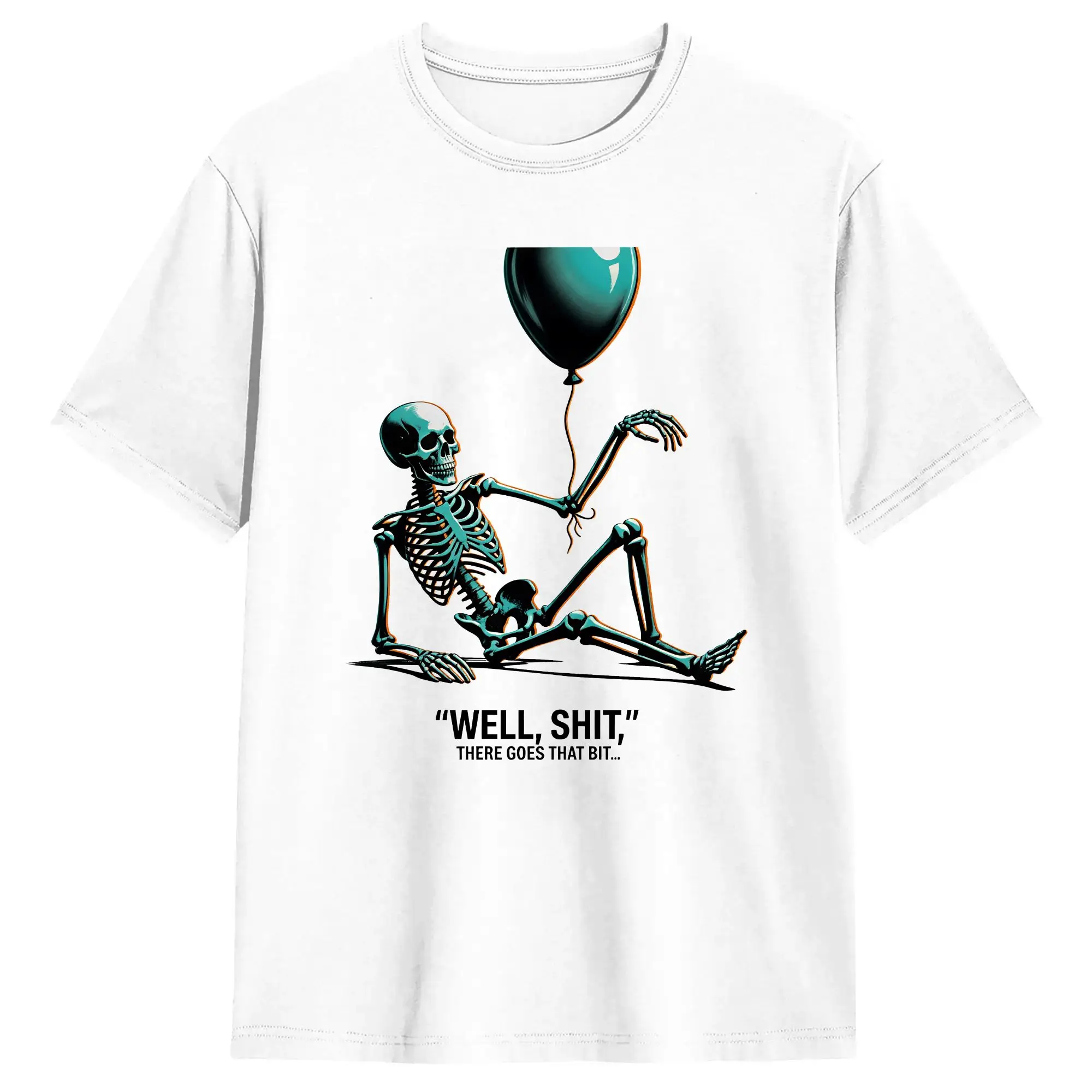 Awesome Well sht there goes that bit    Funny Skeleton Lost T-Shirt Men Crewneck Cotton T Shirt  Short Sleeve Tees Plus Size