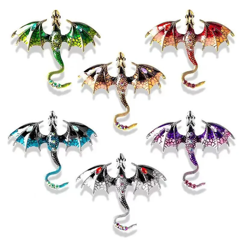 Dragon Brooches for Women Colorful Enamel Animal Brooches Pins Unisex Suit Coat Buckle Pin Casual Jewelry Accessor Flying Dragon