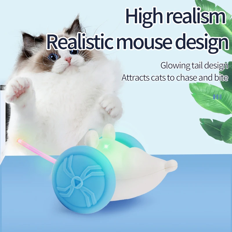 Remote Control Cat Toys Interactive Mouse for Indoor Cats Smart Sensing Moving Electric Cat Toy with Flashing Optical Fiber Tail