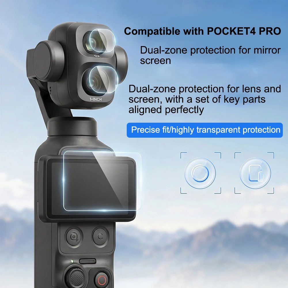 For Dji Pocket 4 Pro Screen Lens Protector Smooth Touch Responsive Anti Scratch Full Coverage AR Coated Tempered Glass Film