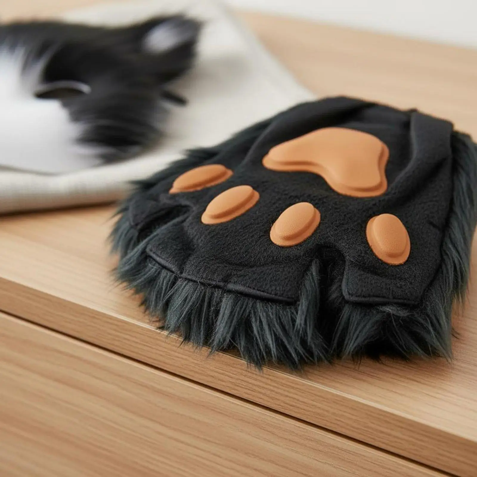 Paw Glove Face Covering Set Halloween Canine Tail Face Covering Set Cosplay Furry Animal Outfit Accessories for Women, dressing