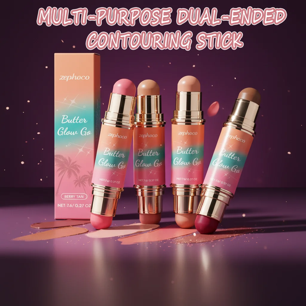 マルチデュアルエンドコンタースティックブロンザーブラッシュ防水長持ちフェイススカルプティングメイクアップすべての肌タイプポータブルトラベルサイズ