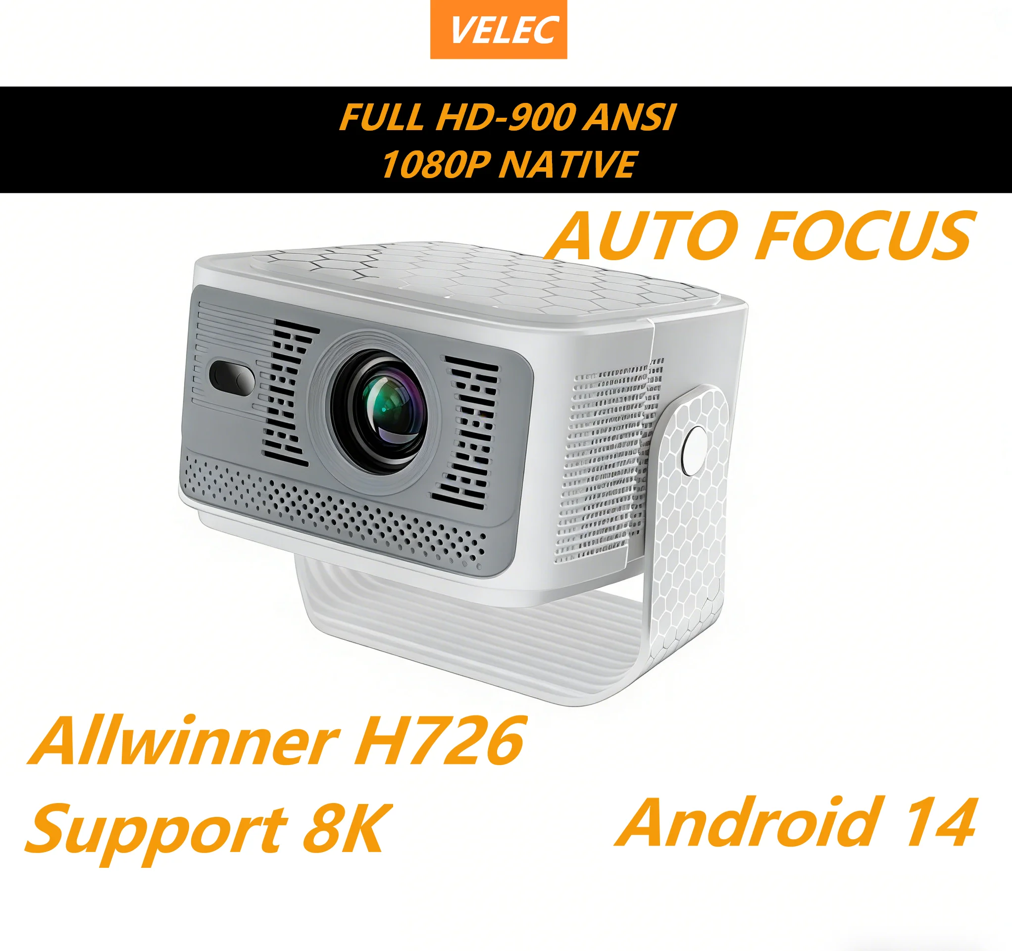 

Velec HY350Max Auto Focus Android14 4K Projector 900ANSI 8K Native 1080P Wifi6 Home Cinema Theater Portable Outdoor Projector