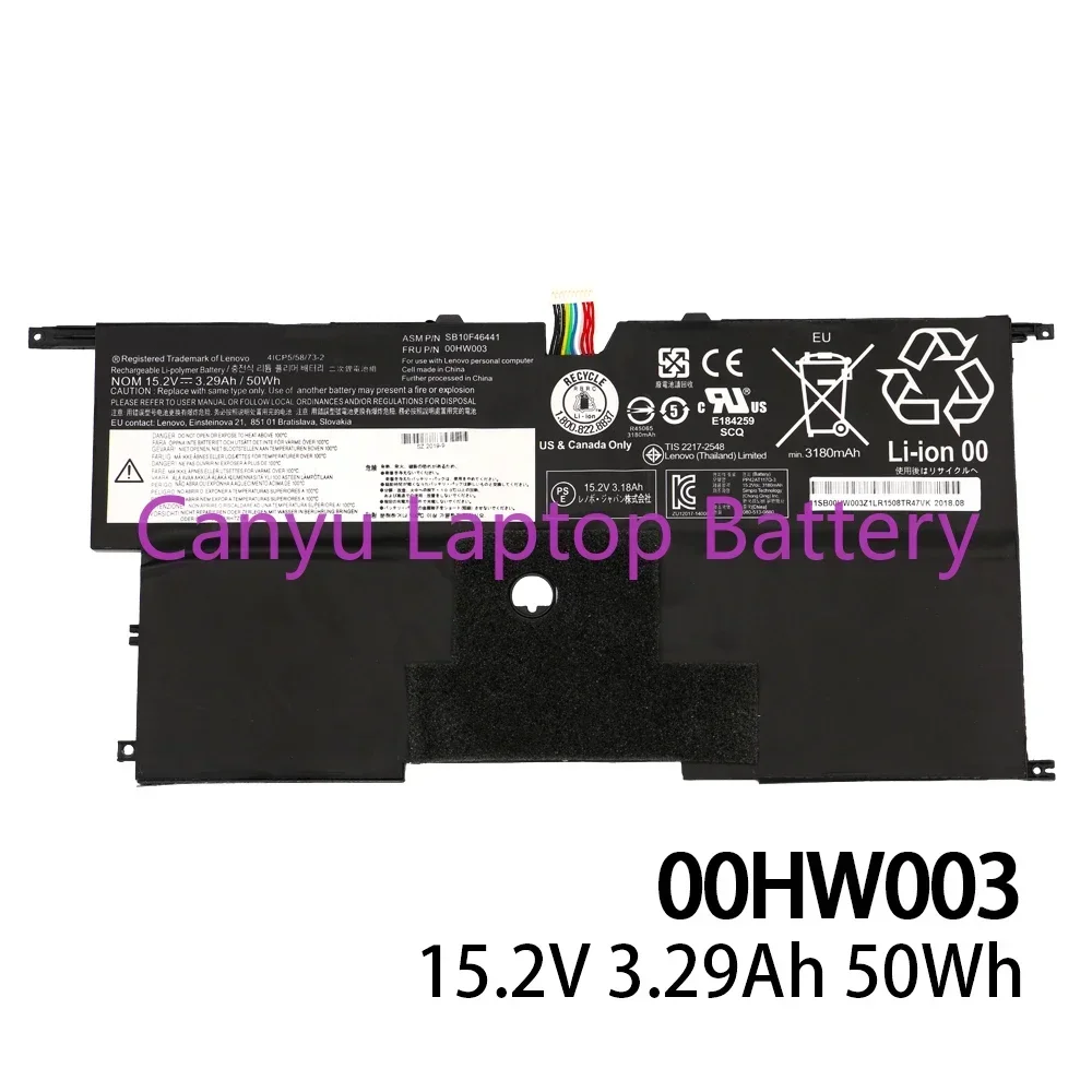 2024 00HW003   For Lenovo ThinkPad X1 Carbon Gen3 2015 00HW002 SB10F46441 SB10F46440 15.2V 50Wh 3290mAh New Laptop battery