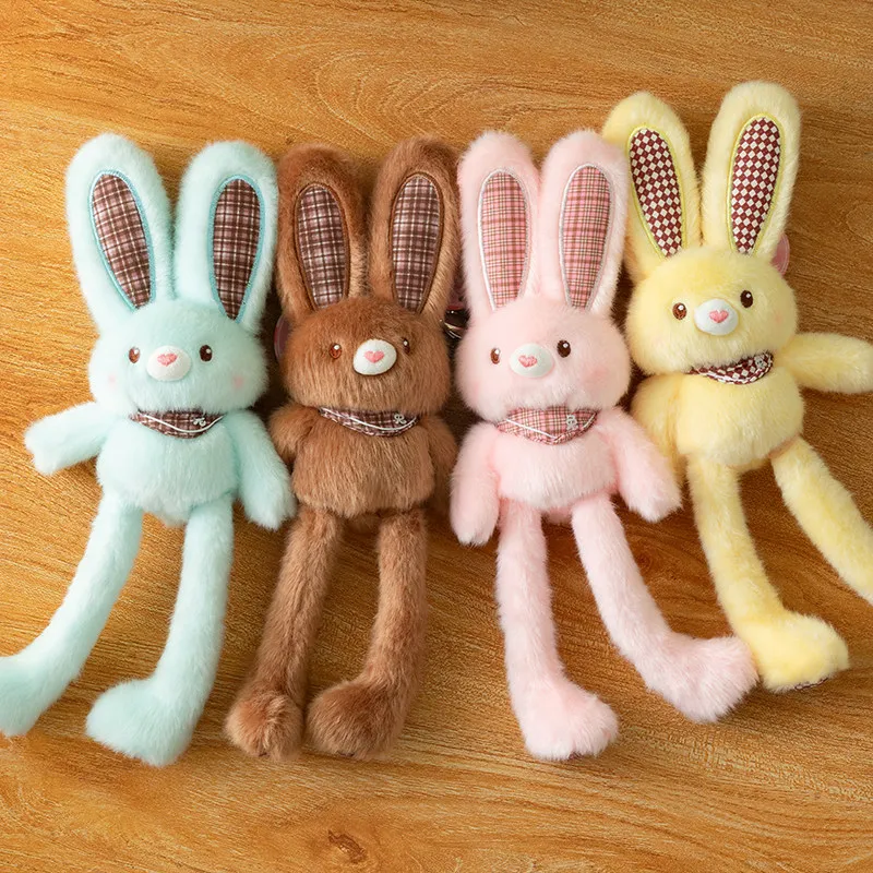 1pc, Plush Keychain, Easter Plush Bunny, Pullable Ears Soft Toy Keychain, Home Decor Long Leg, Rabbit Bag Charm