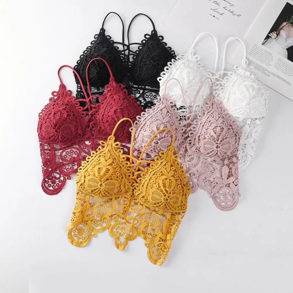 

Fashion Vest Bohemian Style Camisole Sleeveless Hollow Out Deep V Bra Crop Top Lingerie Underwear for Women Summer