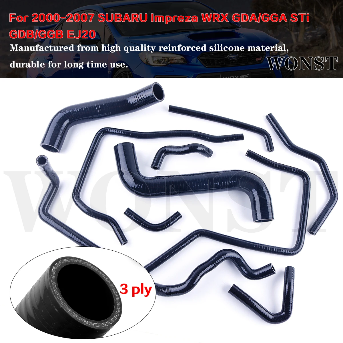 

For 2000-2007 SUBARU Impreza WRX GDA/GGA STi GDB/GGB EJ20 Silicone Radiator Hose