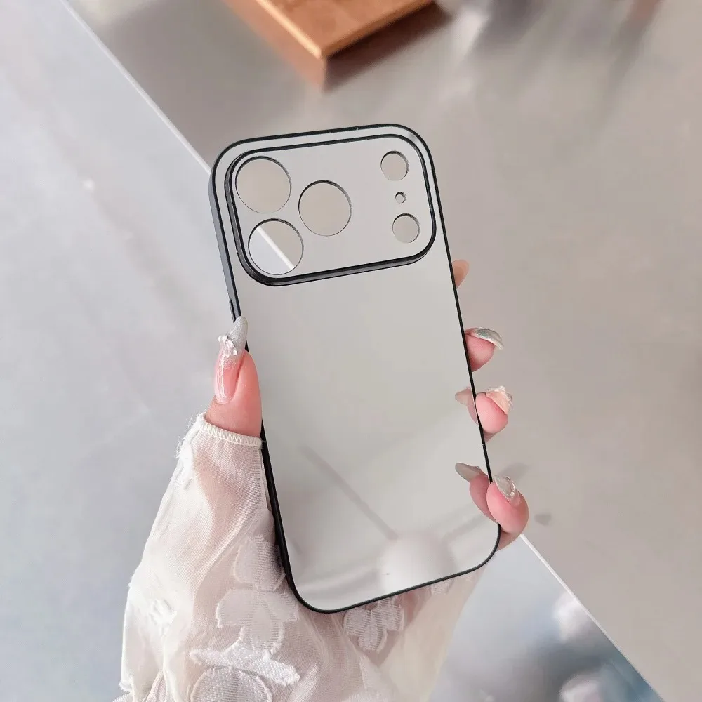 아이폰 17 에어 16 15 14 13 12 플러스 프로 맥스용 고급 미세 천공 거울 폰 케이스 (여성용 메이크업 거울, 충격 방지 커버)