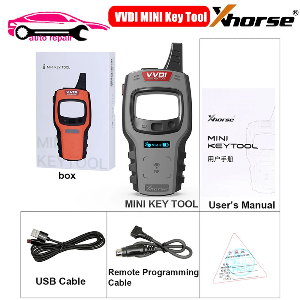 

V1.8.7 Xhorse VVDI MINI Key Tool Remote Programmer Free With Renew Cable Global Version Free 96bit 48-Clone Function