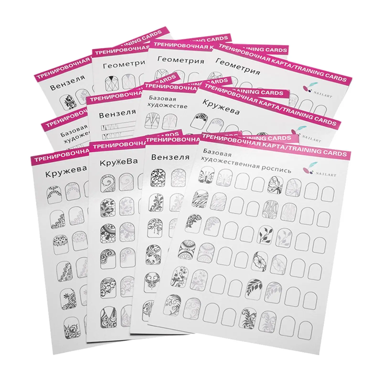 Nail Art Practice Lines Drawing Book Acrylic Template Guide Paper for Beginners Nail Design Study