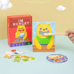 Montessori Animal Feeding Toys Clip Beads Puzzle Game Wooden Interaction Play House Early Education Fine Motor Educational Toys