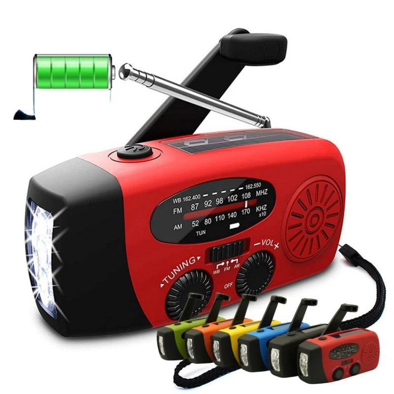 

Multifunctional emergency radio Hand-cranked power generation Solar radio Outdoor emergency charging flashlight