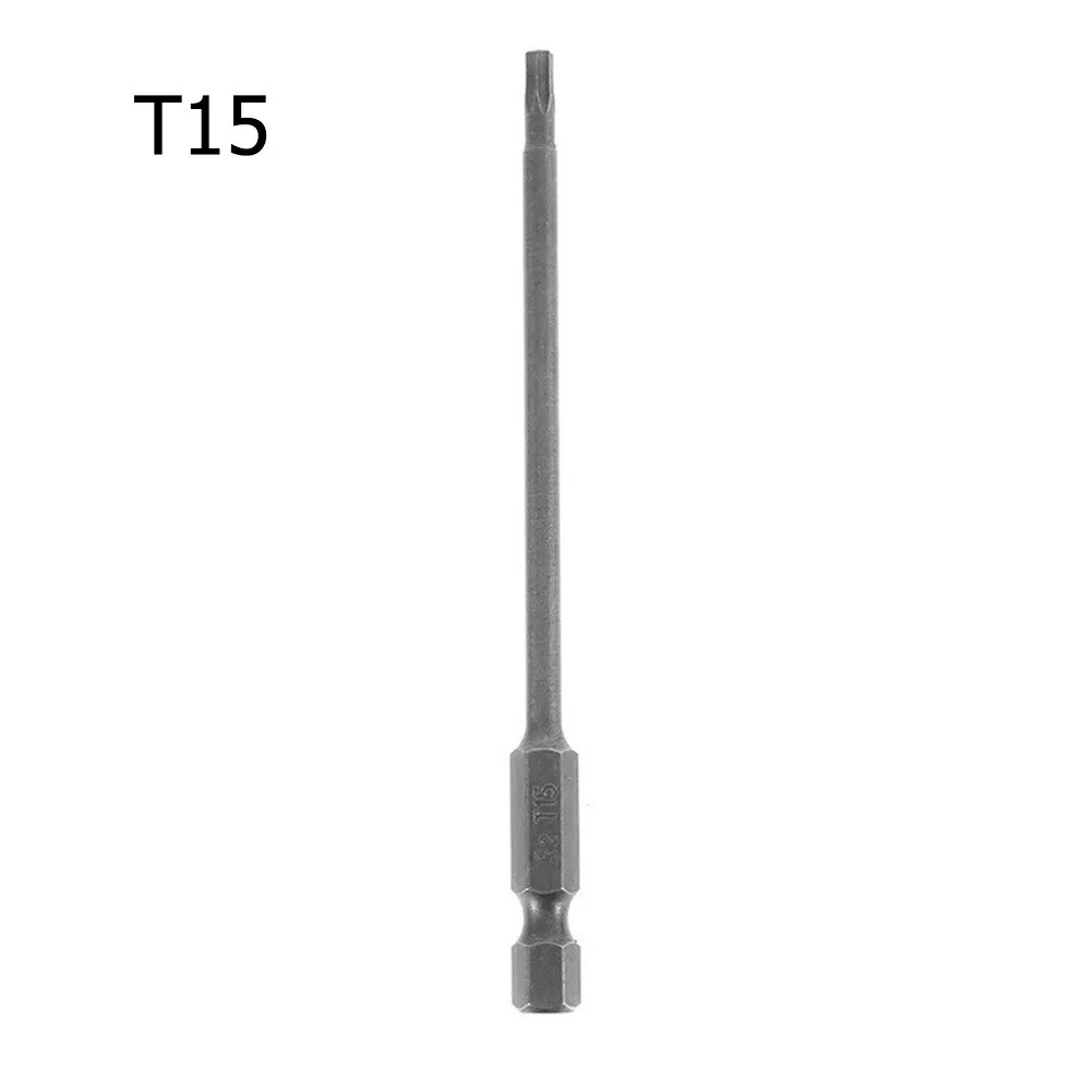 Broca de destornillador Torx de 1/4 pulgadas, cabeza de taladro de viento hexagonal de 150mm y 200mm, llave de tornillo, Estrella magnética T8, T15,