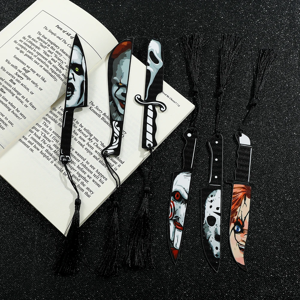

Horror Killer Knife Bookmark Acrylic Scare Bookmark Horror Fiction Fan Book Accessory Halloween Gift for Friends