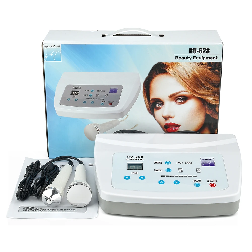 Cavitation RU-628 ダブルヘッド超音波美容器 2 In 1 RU 628 Ultrasonic Facial Machine Spot Tattoo Removal Anti