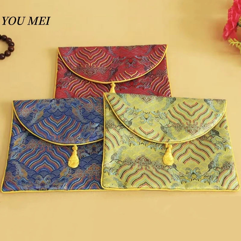 

Tibetan-Style Embroidered Dragon Texture Thickened Sutra Bag,Sacred Text Carrying Cloth,Sutra Organizer Buddhist Religious Item