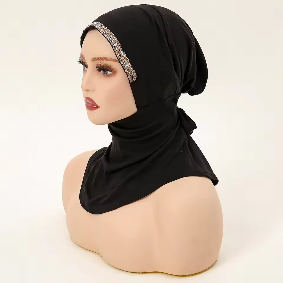 

New Jersey Scarf Amira Diamonds Underscarf Amira Instant Hijab Muslim Women Headscarf Tie Back Head Wrap Turbante Mujer