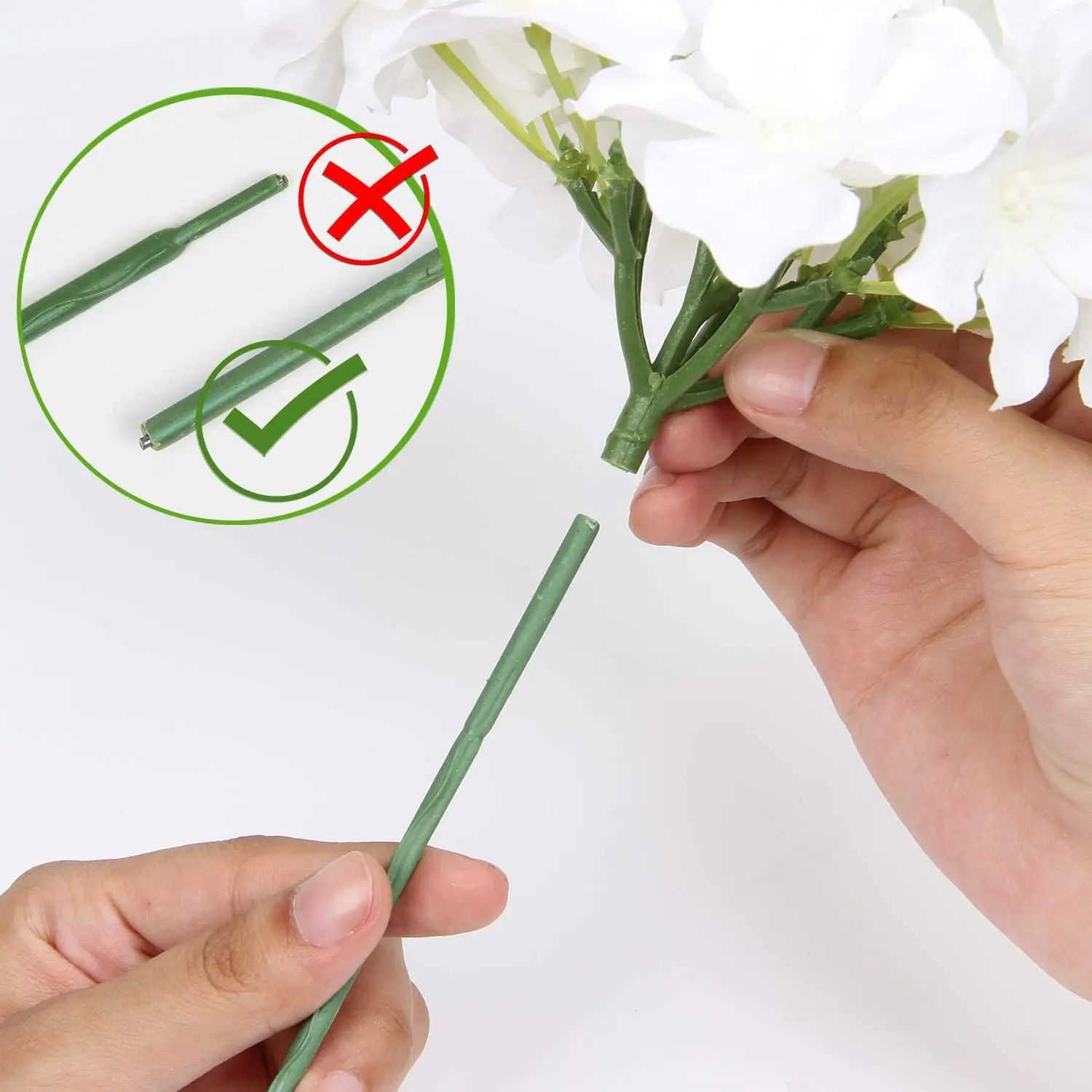 5PCS 54 Heads Silk Hydrangea Heads Artificial Flowers Heads with Stems Fake Hydrangea Flowers for Home Wedding Party Decoration