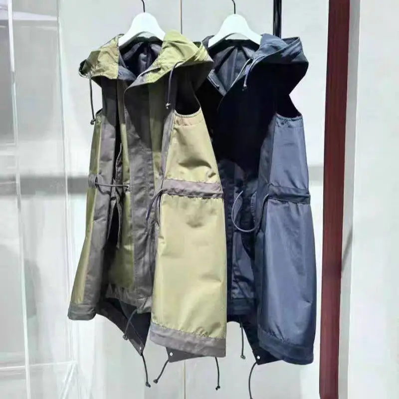

SAC hooded sleeveless vest casual loose tooling trench coat