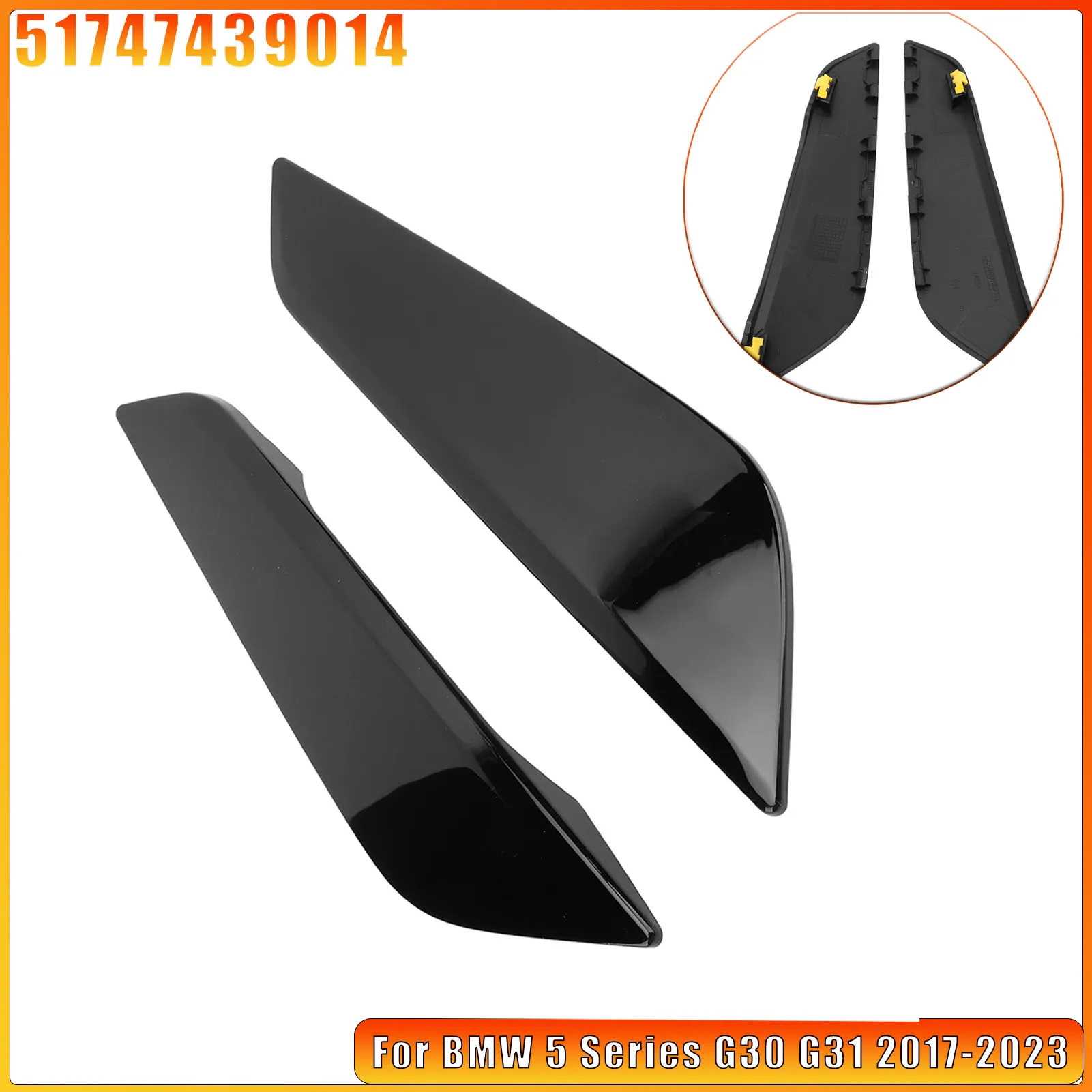 

2 шт. левая и правая черная боковая крышка выхода воздуха на крыле автомобиля, передняя боковая накладка воздуховода 51747439014 для BMW 5 серии G30 G31 2017-2023