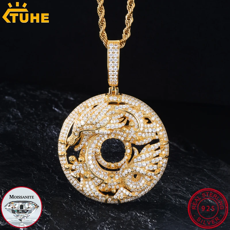TUHE Unisex High Quality VVS1 Moissanite Iced Out Dragon Pendant For Men Hip Hop Jewelry