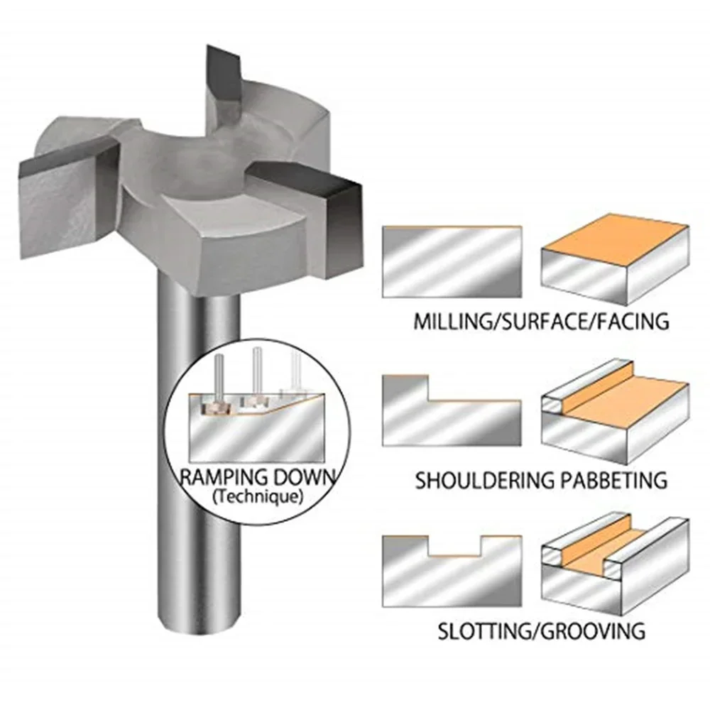 

CNC Spoilboard Surfacing Router Bit 1/4 Inch Shank Durable Carbide Tipped Slab Flattening Router Bit Planing Bit Milling Cutter