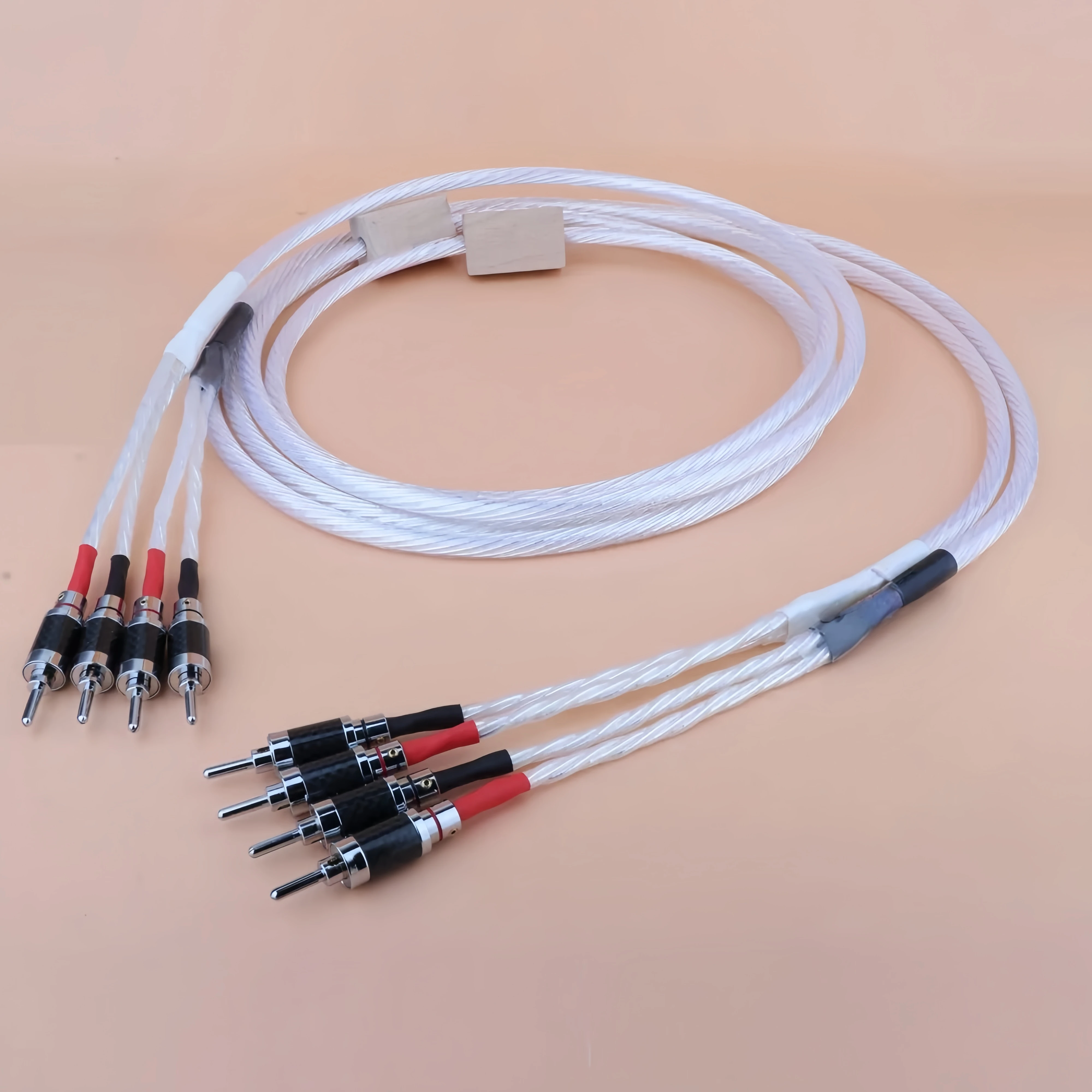 

Hi fi OCC Silver Plated Audio Speaker Cable Loudspeaker Wire Carbon Fiber Y-Plug Banana Plug connector