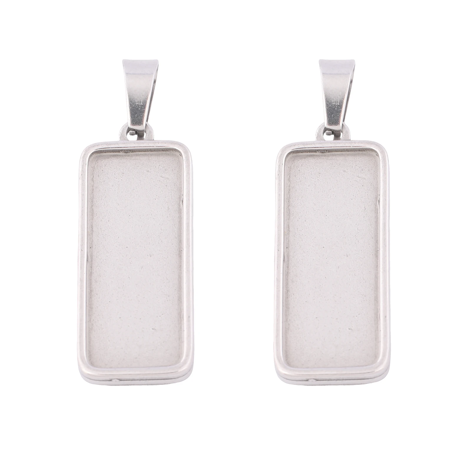 10pcs Stainless Steel Double Sided 10x25mm Rectangle Cabochon Base Settings Diy Pendant Tray Blanks For Jewelry Making