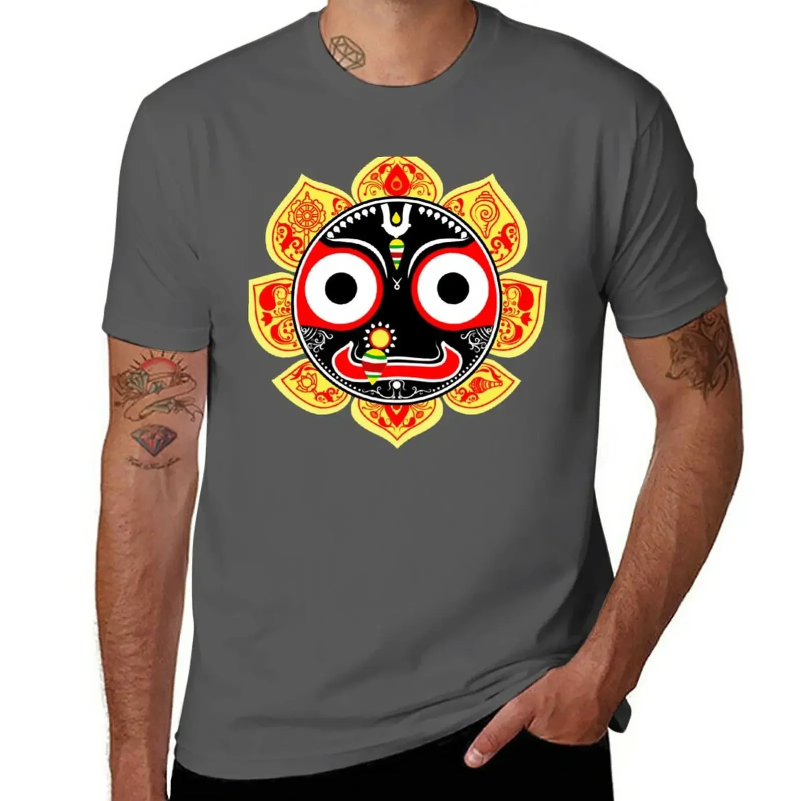 Jagannath the lord of universe in Hinduism. Treditional art style of India known as pattachitra T-Shirt plain mens tall t shirts