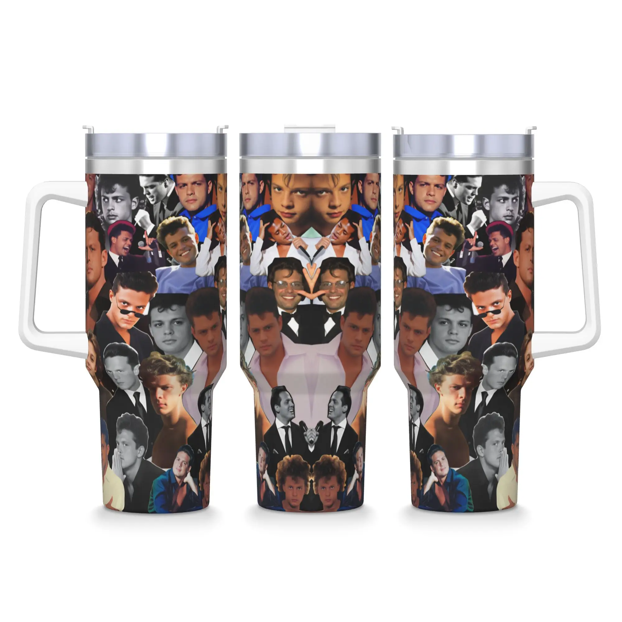 Vaso Térmico de Acero Inoxidable Luis Miguel, Tazas de Viaje con Pajitas y Tapa, Gran Capacidad, Tazas para Auto, Bebidas Calientes, Botella de Agua