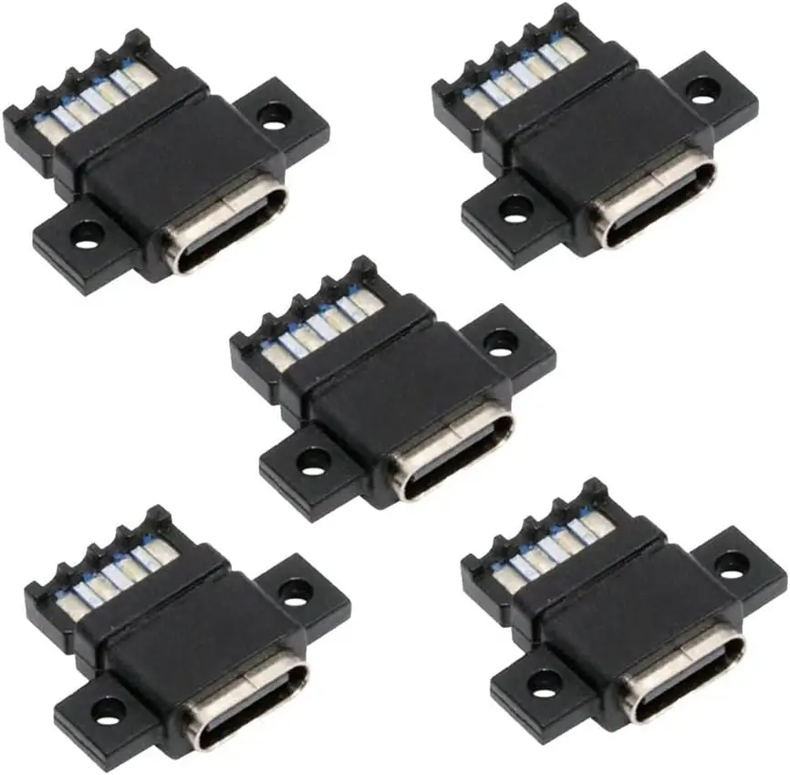 diy-oem-тип-c-гнездовой-разъем-для-6-контактного-pcba-pinout-flat-scew-mount-type-pd-power-dc-5-В-20-В-для-проводки