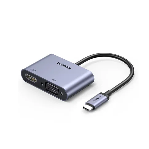 

UGREEN USB C to HDMI-and-VGA Adapter 2 in 1 Multi-Function Hub Type C to HDMI-VGA Converter Aluminum Shell Design