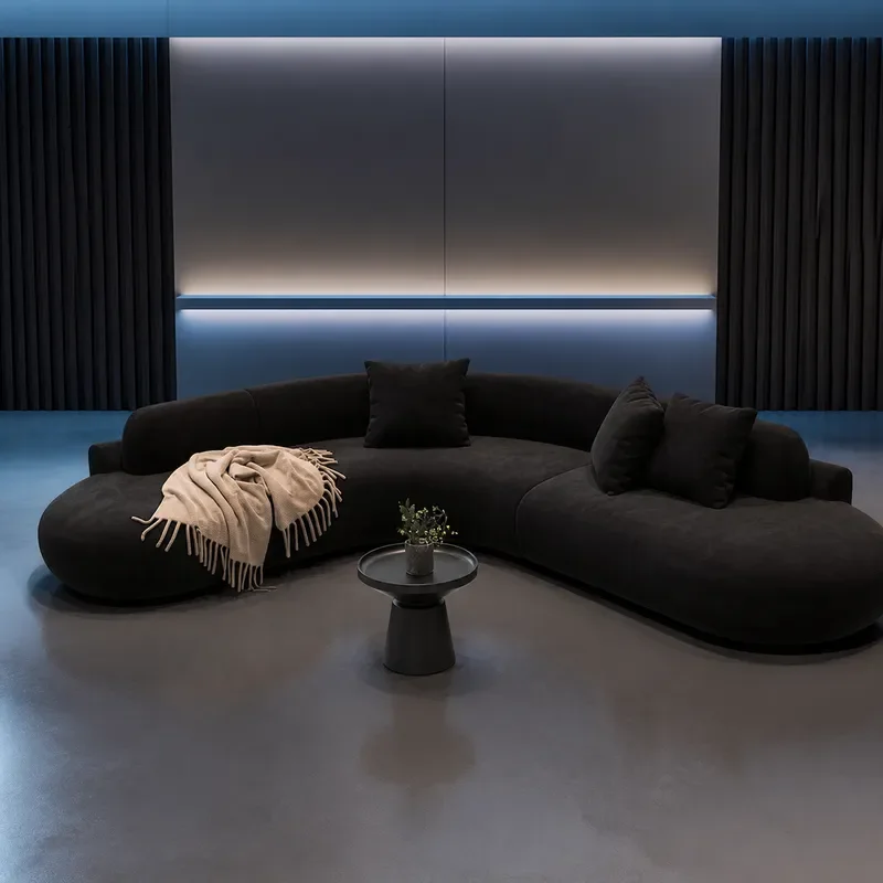 Retro L Shaped Corner Sofa for Large Apartment Villa Hotel Homestay Reception Negotiation Lounge Area